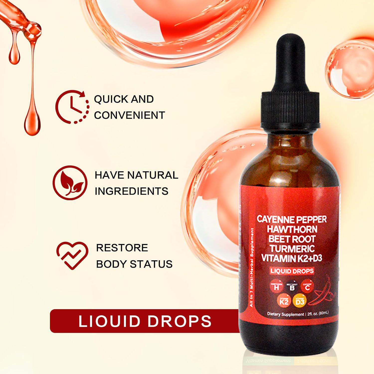 60ML Liquid Cayenne Pepper Dro - Vitamin D3 K2 Drop recension och pris