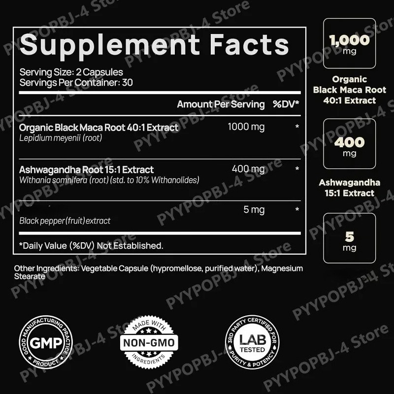 Black Maca Root Extract with A - Ashwagandha Extract Root recension och pris